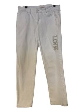 2.1 DENIM White Women's Jeans with Pearl 'LOVE' Embellishment SZ 30 waist